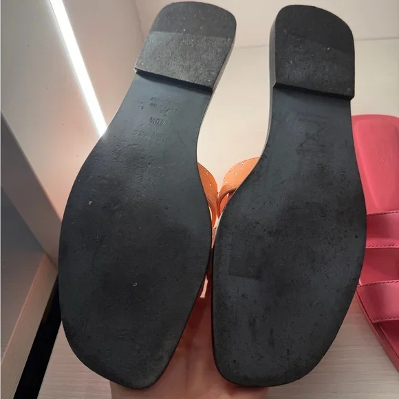 Hermes Orange Crystal-Embellished Oran Slide Sandals - Picture 2 of 3